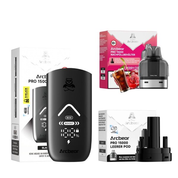 Arcbear Pro 15000 Pod + Coil + Akku Schwarz Cherry Cola