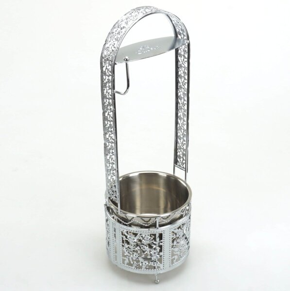Caesar - Kohlekorb mit Zangenhalter / Silber / Mittel