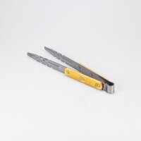 Edelstahl Kohlezange - Wood Grip / Lang