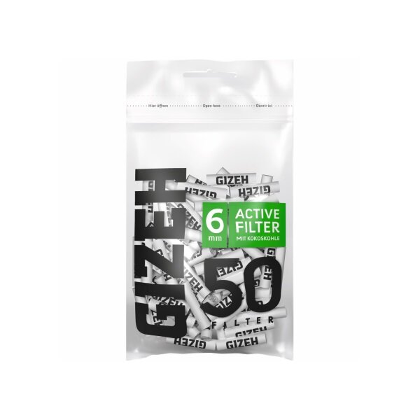 Gizeh - Aktivkohlefilter mit Kokoskohle 6mm 50er / Weiß