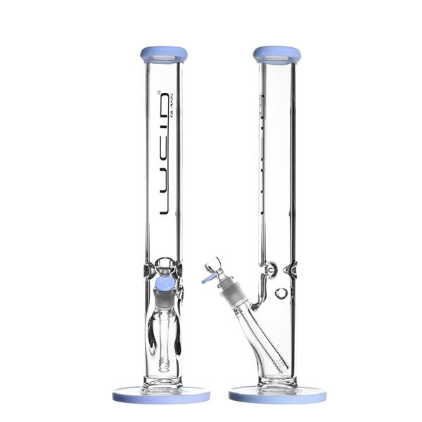 Lucid Glass Bong 34cm groß 18,8 Schliff 7mm Glasdicke Milky Blau