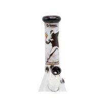 G-Rollz Banksys Graffiti Flower Thrower Beaker Percolator Bong White