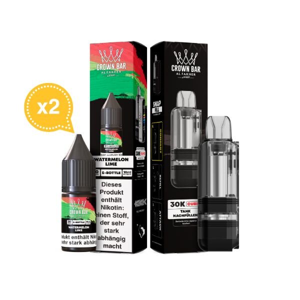 Al Fakher Cubic 30K Pod + 2 x Liquid 10ml 20mg Watermelon Lime