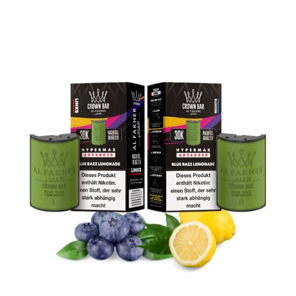 Al Fakher Crown Bar Hypermax 30k Advanced Pods Blue Razz Lemonade