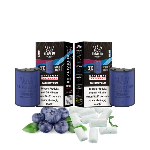 Al Fakher Crown Bar Hypermax 30k Advanced Pods Blueberry Gum
